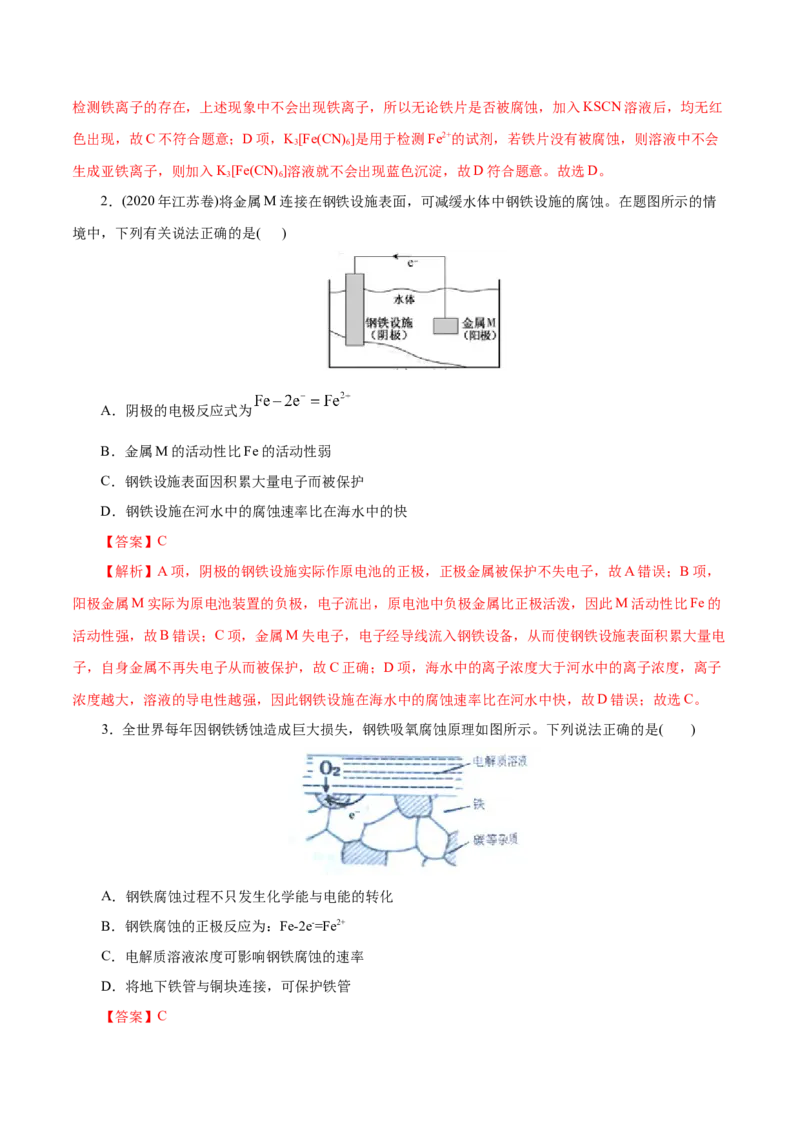 第36练金属的腐蚀与防护-2023年高考化学一轮复习小题多维练（解析版）_05高考化学_新高考复习资料_2023年新高考资料_一轮复习_2023年新高考化学一轮复习小题多维练
