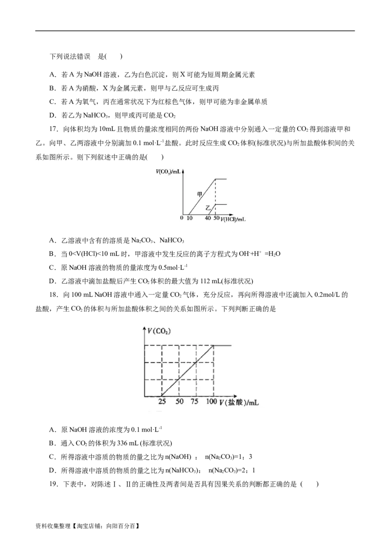 考点13钠及其化合物(好题冲关)(原卷版)_05高考化学_通用版（老高考）复习资料_2024年复习资料_完备战2024年高考化学一轮复习考点帮（全国通用）