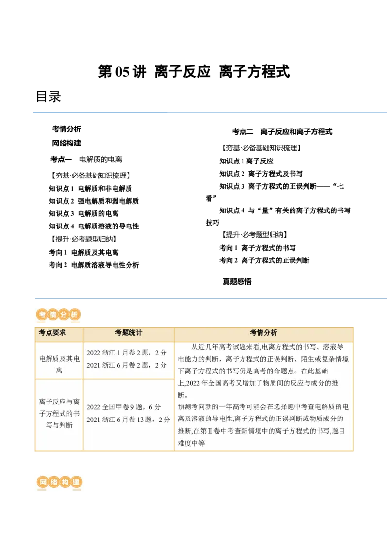 第05讲离子反应离子方程式（讲义）（解析版）_05高考化学_2024年新高考资料_1.2024一轮复习_2024年高考化学一轮复习讲练测（新教材新高考）