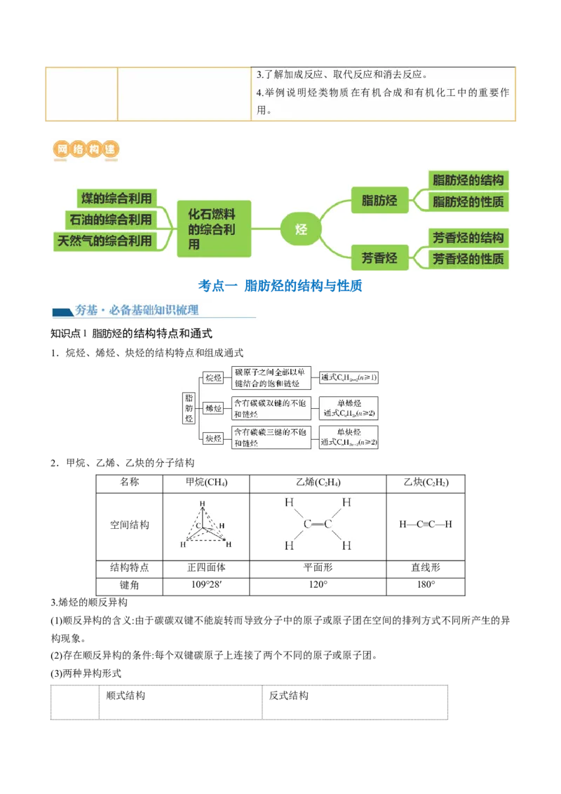 第37讲烃（讲义）（原卷版）_05高考化学_新高考复习资料_2024年新高考资料_一轮复习资料_完2024年高考化学一轮复习讲练测(课件+讲义+练习)（新高考）_讲义+练习_第37讲烃（讲义）