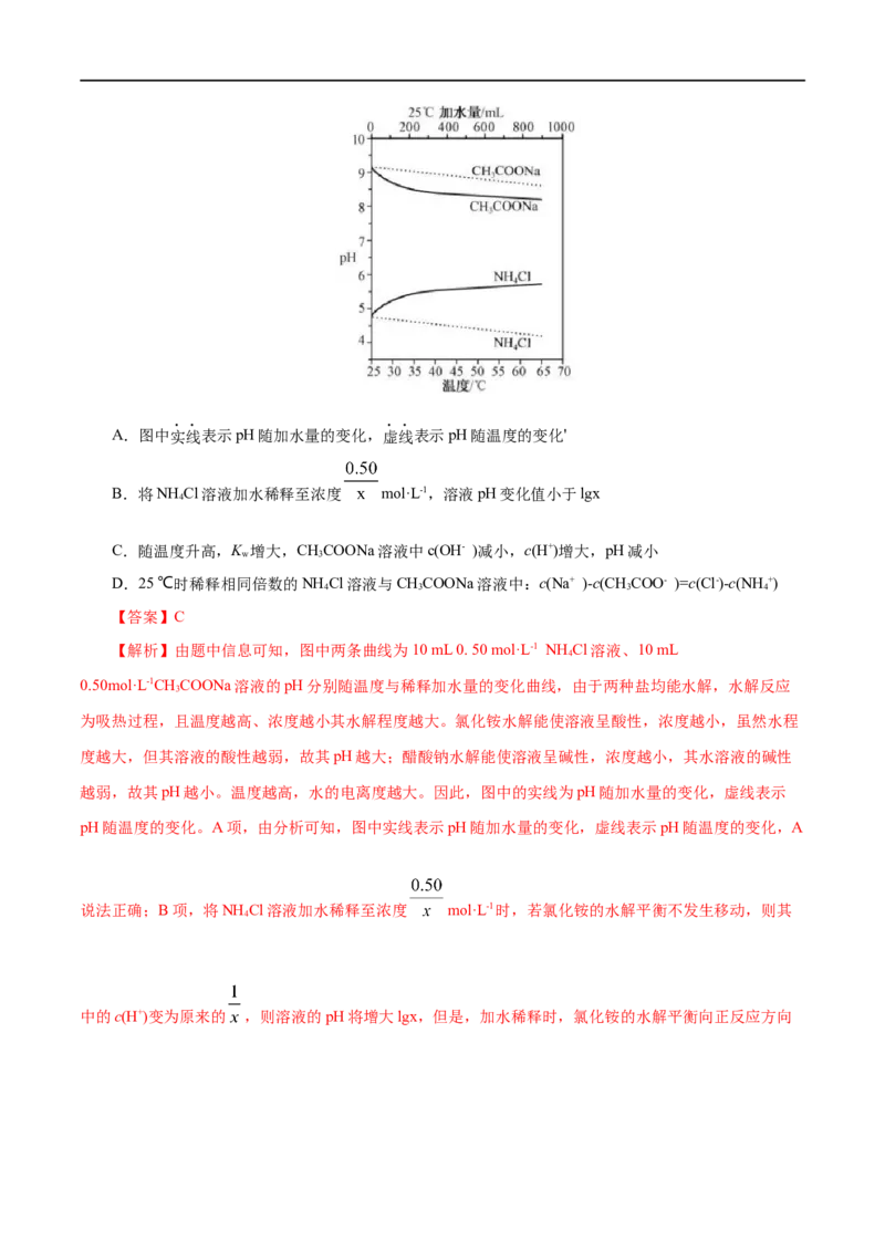 第31练水的电离和溶液的pH-2023年高考化学一轮复习小题多维练（解析版）_05高考化学_通用版（老高考）复习资料_2023年复习资料_一轮复习_2023年高考化学一轮复习小题多维练（全国通用）