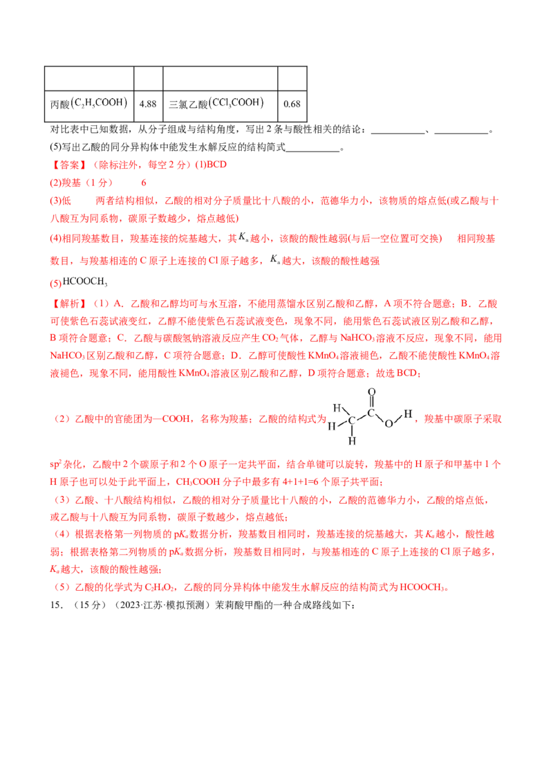 第39讲醛、酮、羧酸及其衍生物（练习）（解析版）_05高考化学_2024年新高考资料_1.2024一轮复习_2024年高考化学一轮复习讲练测（新教材新高考）