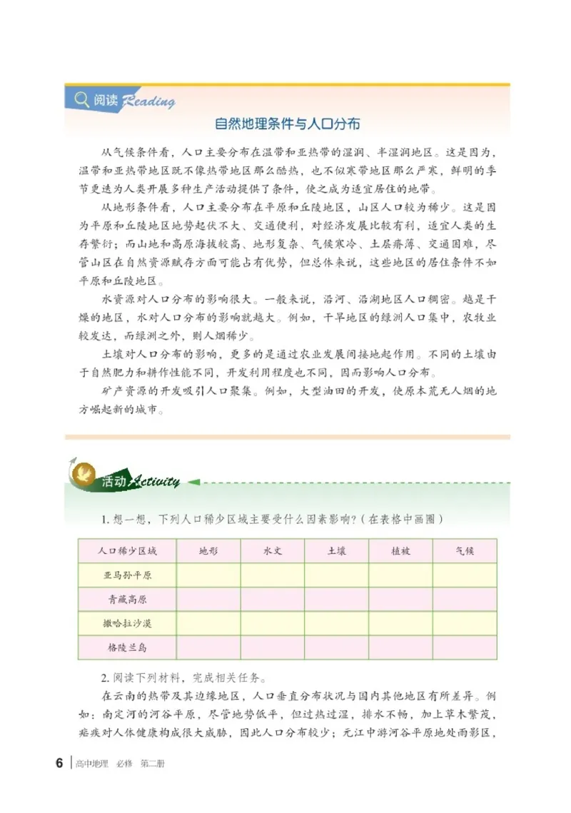 普通高中教科书&middot;地理必修第二册(1)_高中全套电子教材及答案。_01高中电子教材全套_地理_湘教版_高中年级_必修第二册
