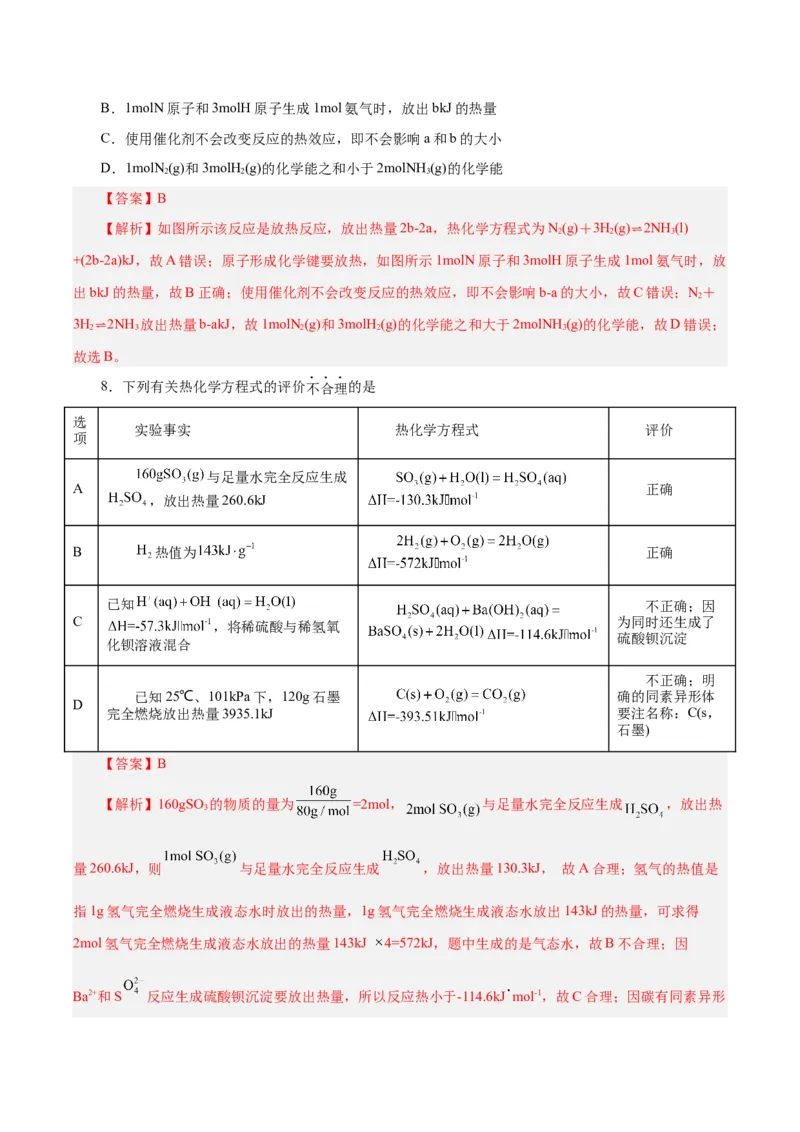 第15讲化学反应的热效应（练）-2024年高考化学大一轮复习精讲精练+专题讲座（解析版）_05高考化学_2024年新高考资料_1.2024一轮复习_2024年高考化学大一轮复习精讲精练+专题讲座