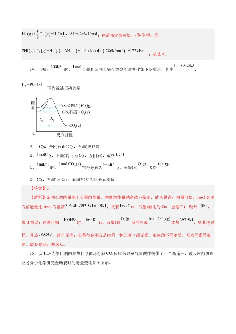 第15讲化学反应的热效应（练）-2024年高考化学大一轮复习精讲精练+专题讲座（解析版）_05高考化学_2024年新高考资料_1.2024一轮复习_2024年高考化学大一轮复习精讲精练+专题讲座