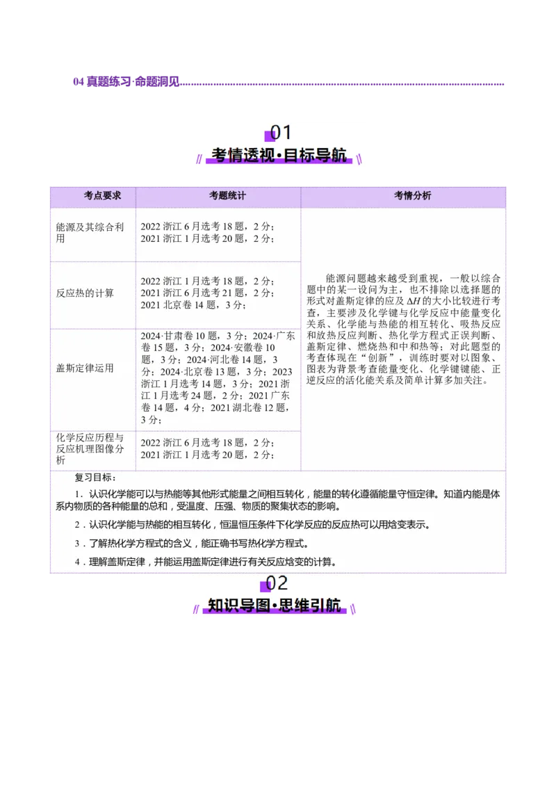 第01讲化学反应的热效应(讲义)(原卷版)_05高考化学_2025年新高考资料_一轮复习_2025年高考化学一轮复习讲练测（新教材新高考）_第六章化学反应与能量