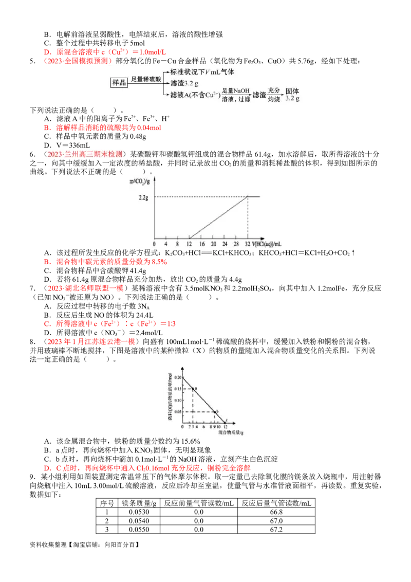 考点08物质的量在化学方程式计算中的应用（核心考点精讲精练）-备战2024年高考化学一轮复习考点帮（新高考专用）（学生版）_05高考化学_新高考复习资料_2024年新高考资料