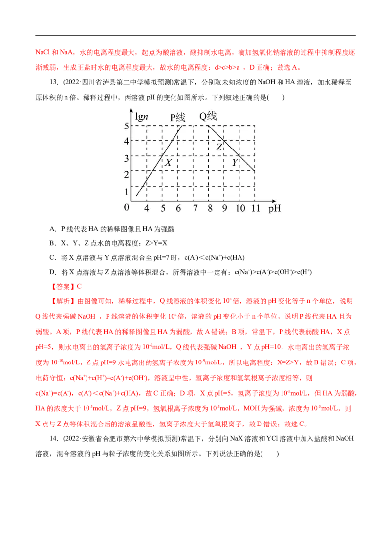 考点27水的电离和溶液的pH（解析版）_05高考化学_通用版（老高考）复习资料_2023年复习资料_一轮复习_备战2023年高考化学一轮复习考点帮（全国通用）