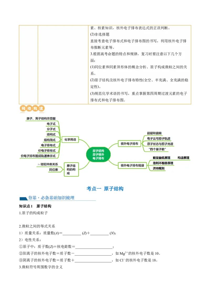 第16讲物质结构原子核外电子排布（讲义）（原卷版）_05高考化学_新高考复习资料_2024年新高考资料_一轮复习资料_完2024年高考化学一轮复习讲练测(课件+讲义+练习)（新高考）