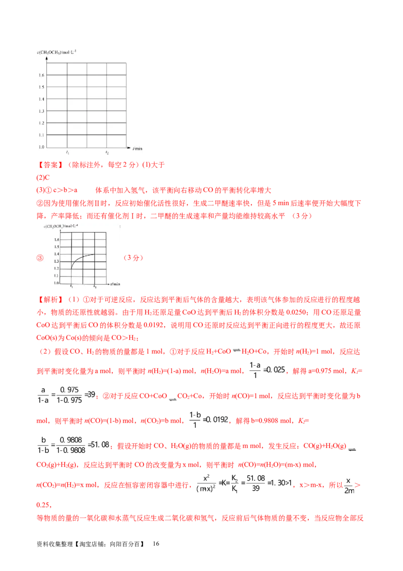 第27讲化学反应速率、平衡图像（练习）（解析版）_05高考化学_新高考复习资料_2024年新高考资料_一轮复习资料_完2024年高考化学一轮复习讲练测(课件+讲义+练习)（新高考）