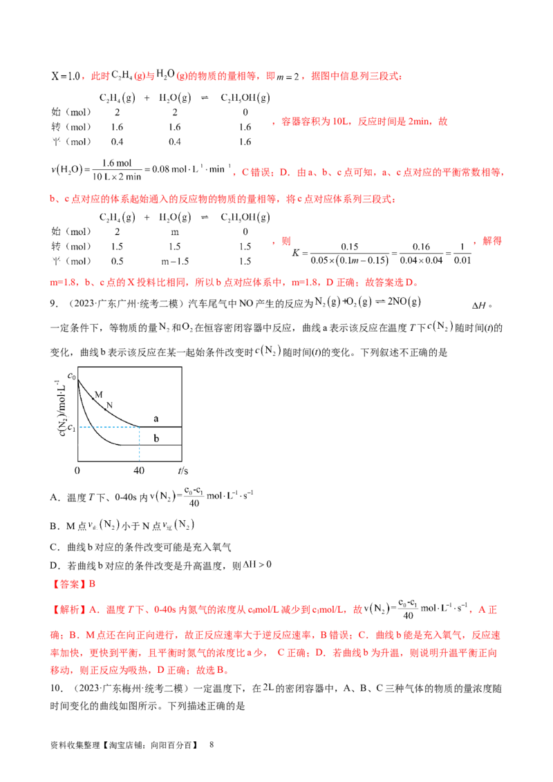 第27讲化学反应速率、平衡图像（练习）（解析版）_05高考化学_新高考复习资料_2024年新高考资料_一轮复习资料_完2024年高考化学一轮复习讲练测(课件+讲义+练习)（新高考）