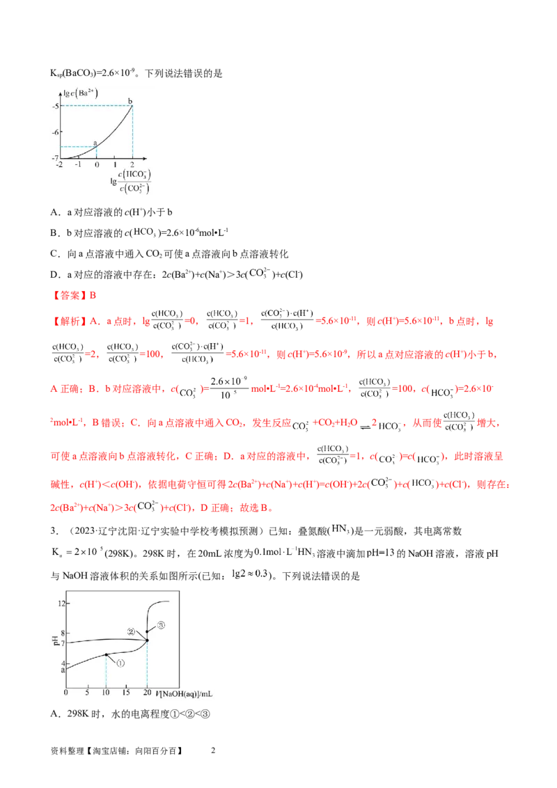 第30讲盐类水解（练习）（解析版）_05高考化学_新高考复习资料_2024年新高考资料_一轮复习资料_完2024年高考化学一轮复习讲练测(课件+讲义+练习)（新高考）_讲义+练习