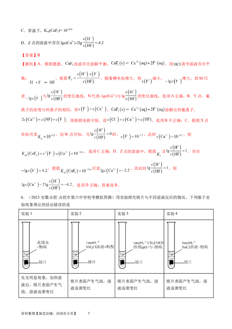 第30讲盐类水解（练习）（解析版）_05高考化学_新高考复习资料_2024年新高考资料_一轮复习资料_完2024年高考化学一轮复习讲练测(课件+讲义+练习)（新高考）_讲义+练习