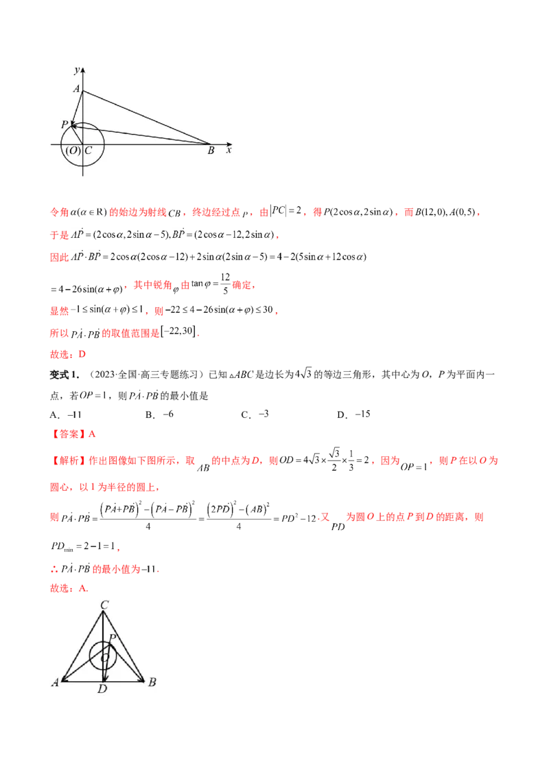 重难点突破02向量中的隐圆问题（四大题型）（解析版）_2.2025数学总复习_2024年新高考资料_1.2024一轮复习_2024年高考数学一轮复习讲练测（新教材新高考）_第五章平面向量与复数