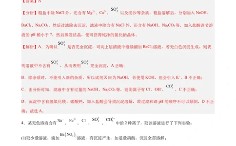 第02讲离子反应（练）-2024年高考化学大一轮复习精讲精练+专题讲座（解析版）_05高考化学_2024年新高考资料_1.2024一轮复习_2024年高考化学大一轮复习精讲精练+专题讲座