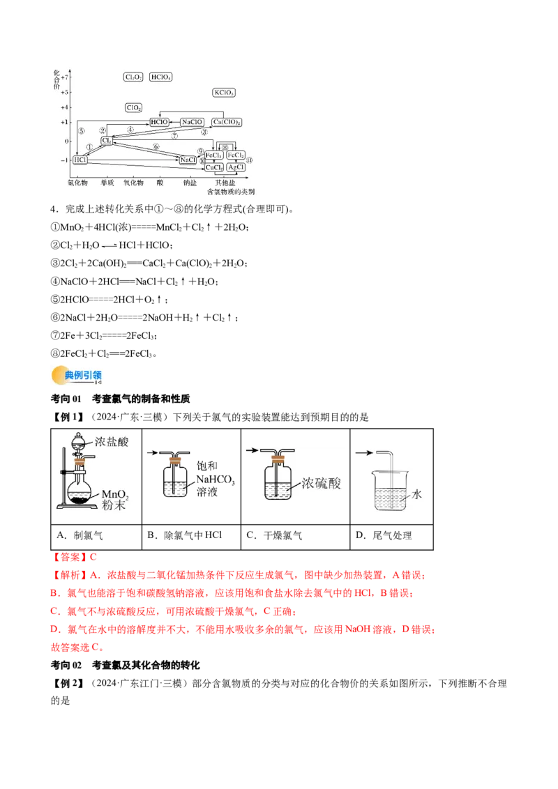 考点13氯及其化合物（核心考点精讲精练）-备战2025年高考化学一轮复习考点帮（新高考通用）（解析版）_05高考化学_2025年新高考资料_一轮复习_备战2025年高考化学一轮复习考点帮