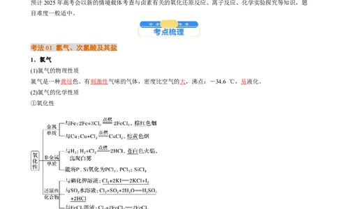 考点13氯及其化合物（核心考点精讲精练）-备战2025年高考化学一轮复习考点帮（新高考通用）（解析版）_05高考化学_2025年新高考资料_一轮复习_备战2025年高考化学一轮复习考点帮