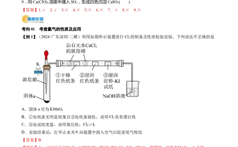 考点13氯及其化合物（核心考点精讲精练）-备战2025年高考化学一轮复习考点帮（新高考通用）（解析版）_05高考化学_2025年新高考资料_一轮复习_备战2025年高考化学一轮复习考点帮