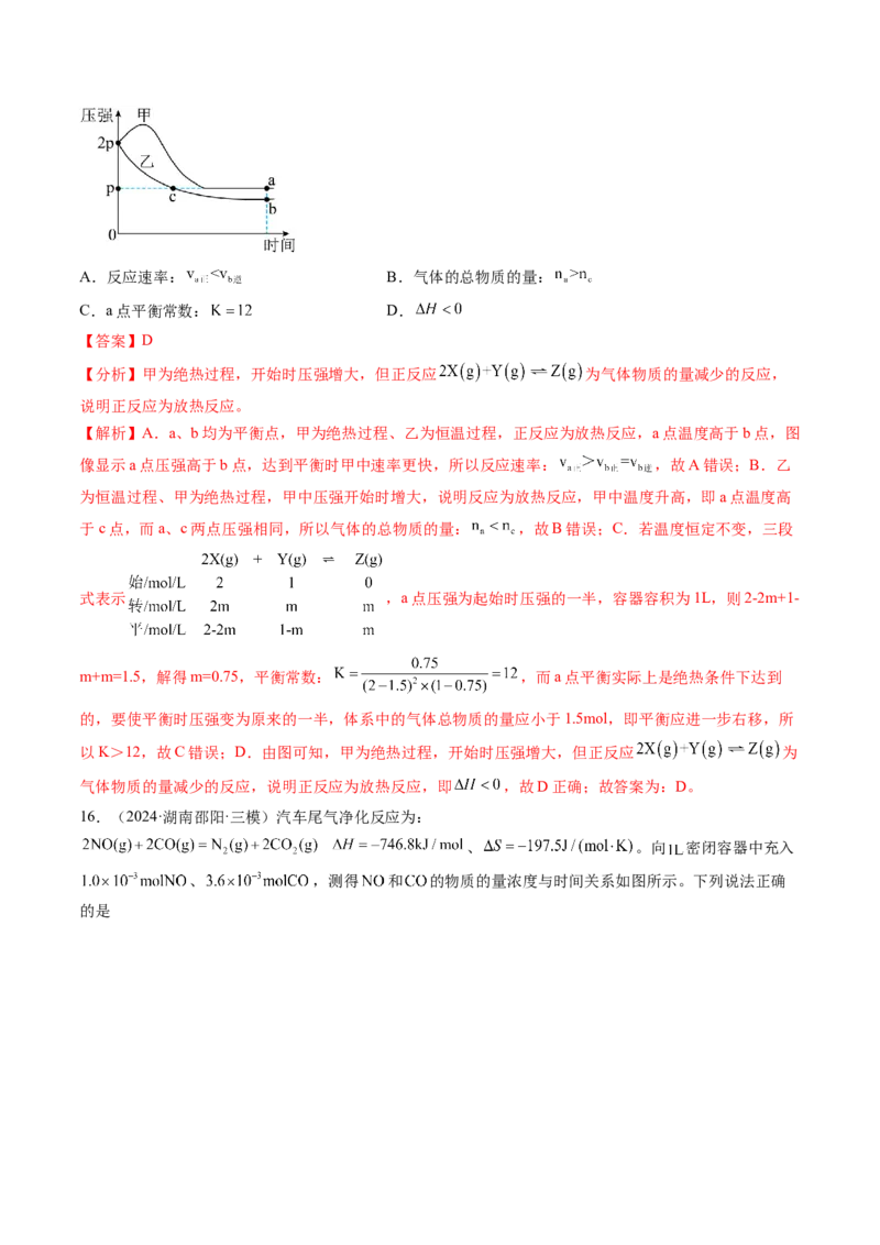 第03讲化学平衡常数及其相关计算（练习）（解析版）_05高考化学_2025年新高考资料_一轮复习_2025年高考化学一轮复习讲练测（新教材新高考）_第七章化学反应速率与化学平衡