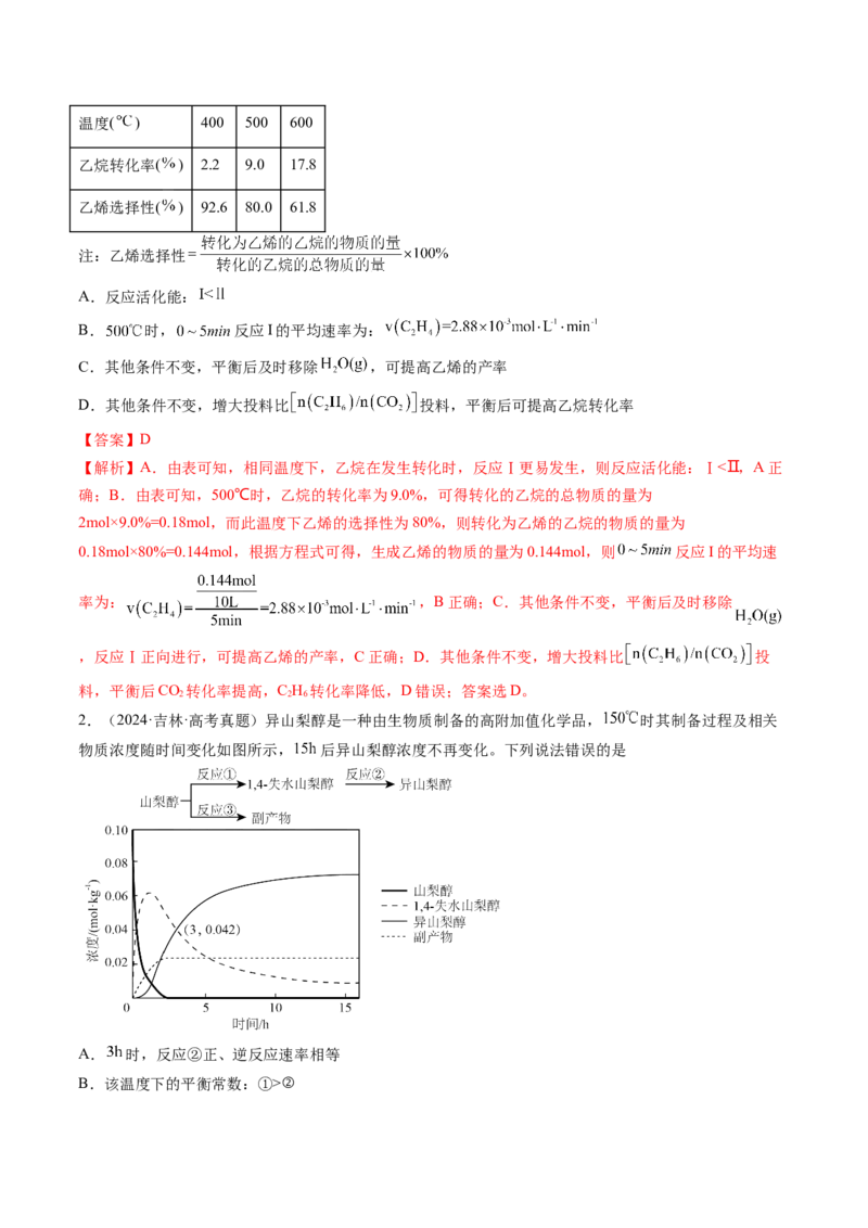 第03讲化学平衡常数及其相关计算（练习）（解析版）_05高考化学_2025年新高考资料_一轮复习_2025年高考化学一轮复习讲练测（新教材新高考）_第七章化学反应速率与化学平衡