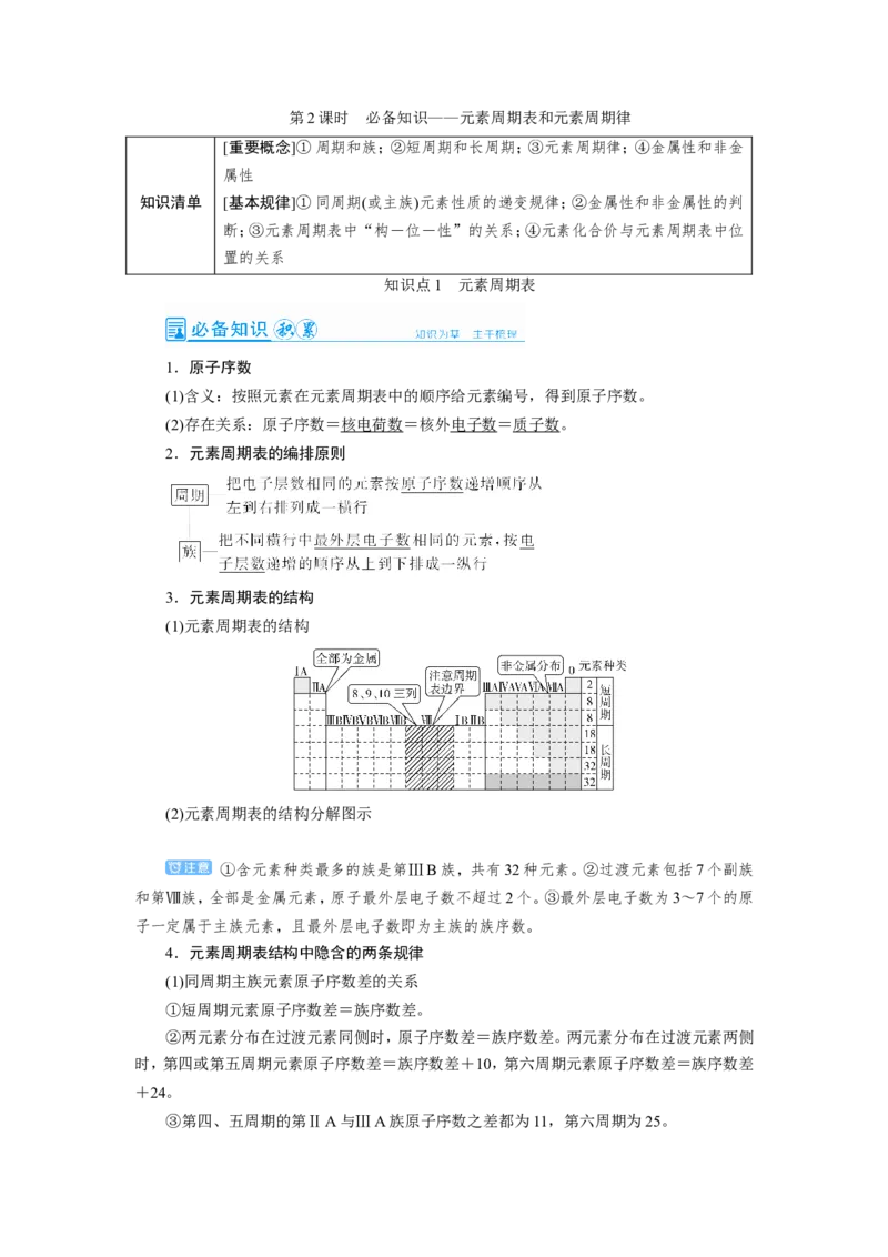 第2讲元素周期表和元素周期律（教案）_05高考化学_新高考复习资料_2022年新高考资料_2022届一轮复习讲练结合_第五章物质结构元素周期律_第2讲元素周期表和元素周期律