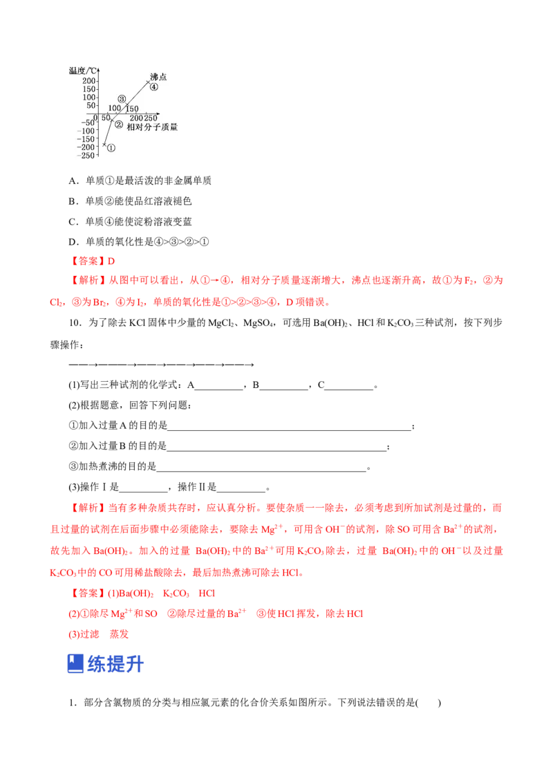 第10讲氯及其化合物（练）-2023年高考化学一轮复习讲练测（新教材新高考）（解析版）_05高考化学_新高考复习资料_2023年新高考资料_一轮复习