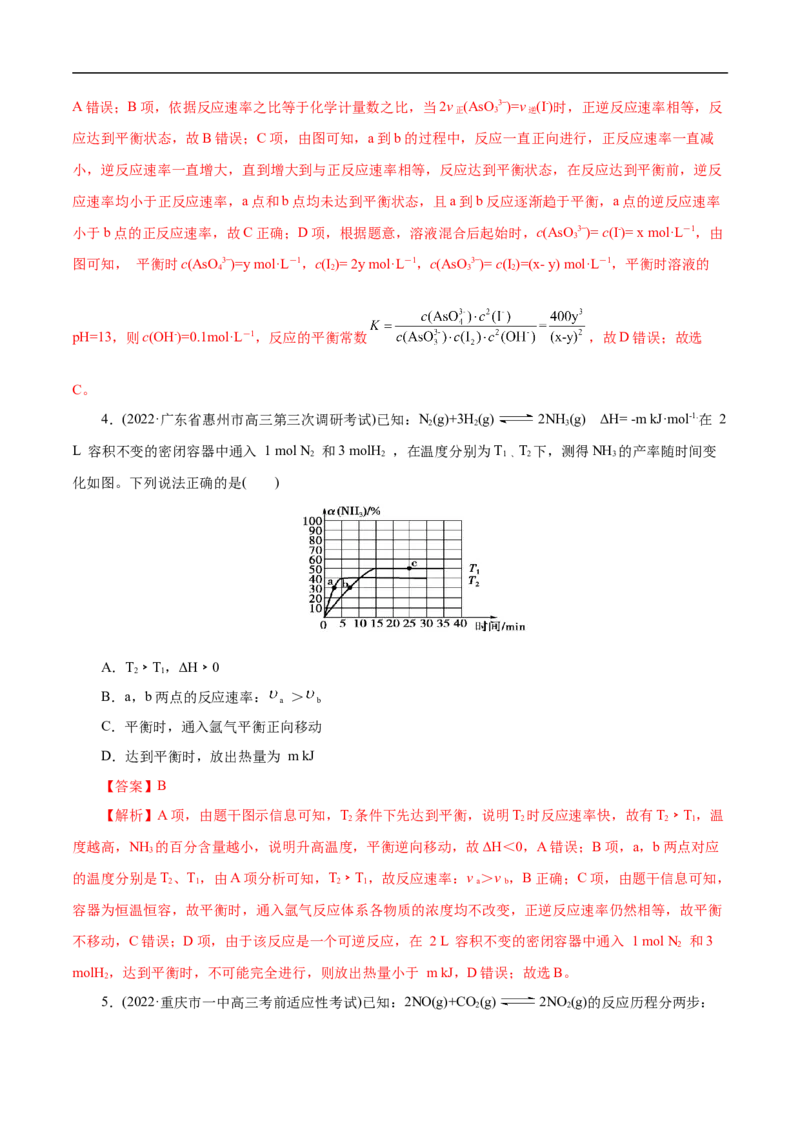 考点25化学反应速率与平衡图象（解析版）_05高考化学_通用版（老高考）复习资料_2023年复习资料_一轮复习_备战2023年高考化学一轮复习考点帮（全国通用）