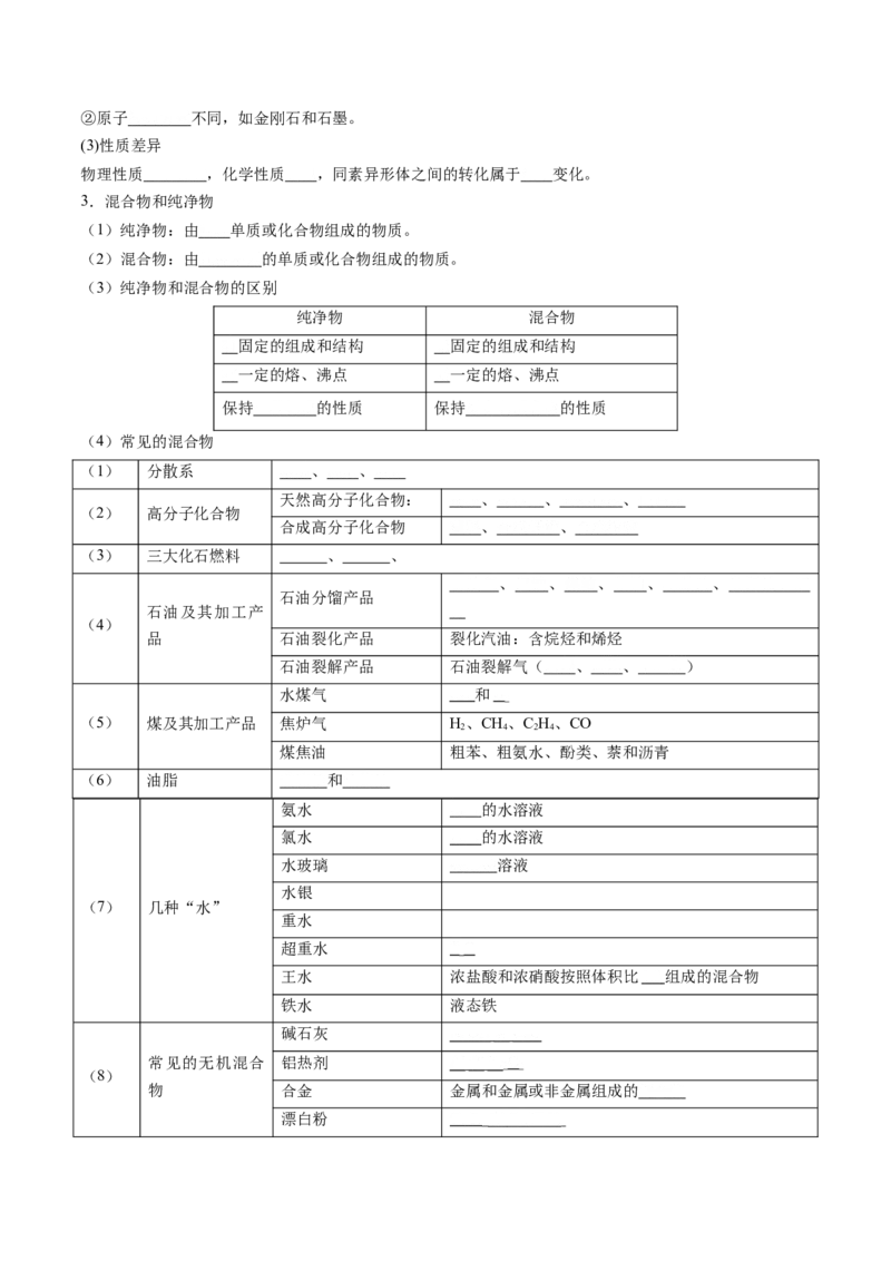 第01讲物质的分类及转化（讲义）（原卷版）_05高考化学_2025年新高考资料_一轮复习_2025年高考化学一轮复习讲练测（新教材新高考）_第一章物质及其变化