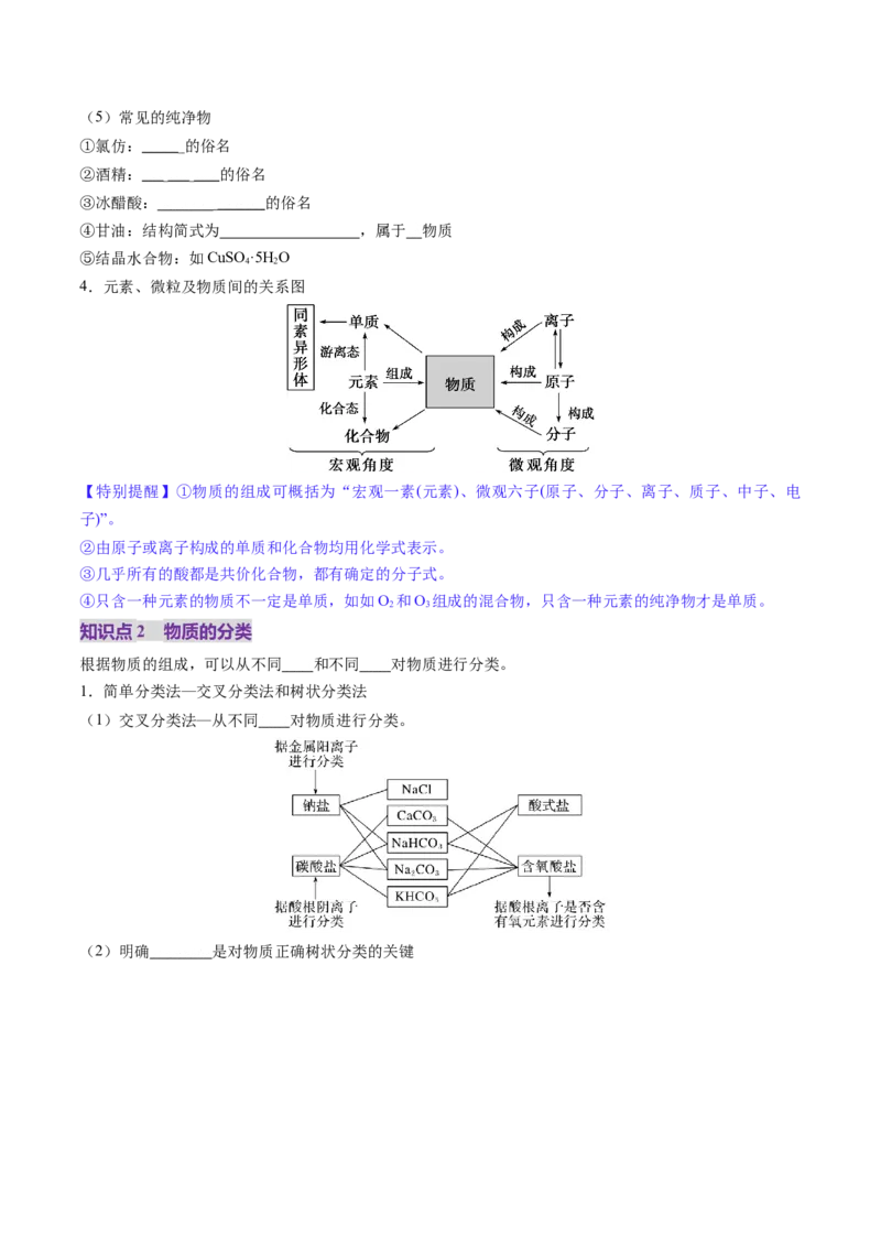 第01讲物质的分类及转化（讲义）（原卷版）_05高考化学_2025年新高考资料_一轮复习_2025年高考化学一轮复习讲练测（新教材新高考）_第一章物质及其变化