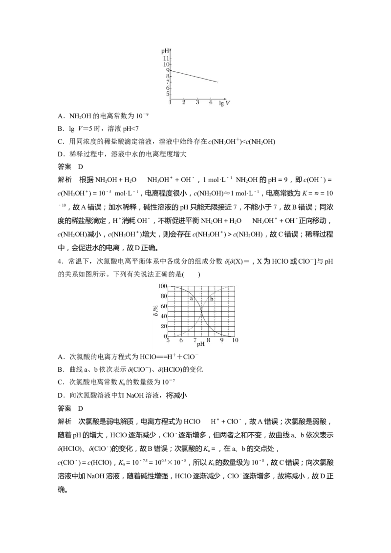 第8章专项特训5　弱电解质电离常数计算与图像分析---2023年高考化学一轮复习（新高考）_05高考化学_新高考复习资料_2023年新高考资料_一轮复习_2023年新高考大一轮复习讲义
