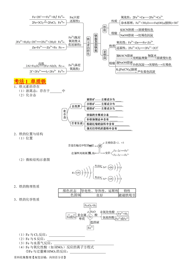 考点10铁及其重要化合物（核心考点精讲精练）-备战2024年高考化学一轮复习考点帮（新高考专用）（学生版）_05高考化学_新高考复习资料_2024年新高考资料_一轮复习资料