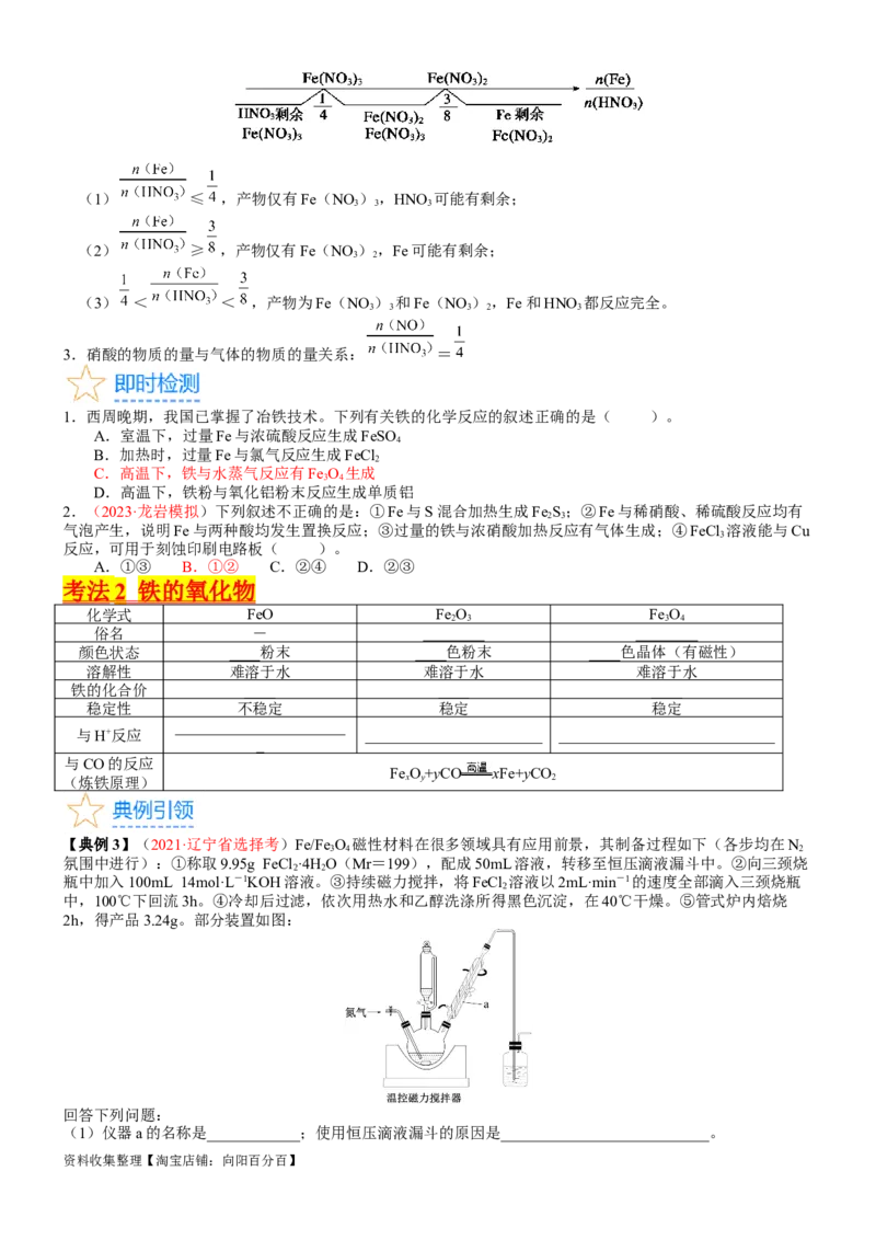 考点10铁及其重要化合物（核心考点精讲精练）-备战2024年高考化学一轮复习考点帮（新高考专用）（学生版）_05高考化学_新高考复习资料_2024年新高考资料_一轮复习资料