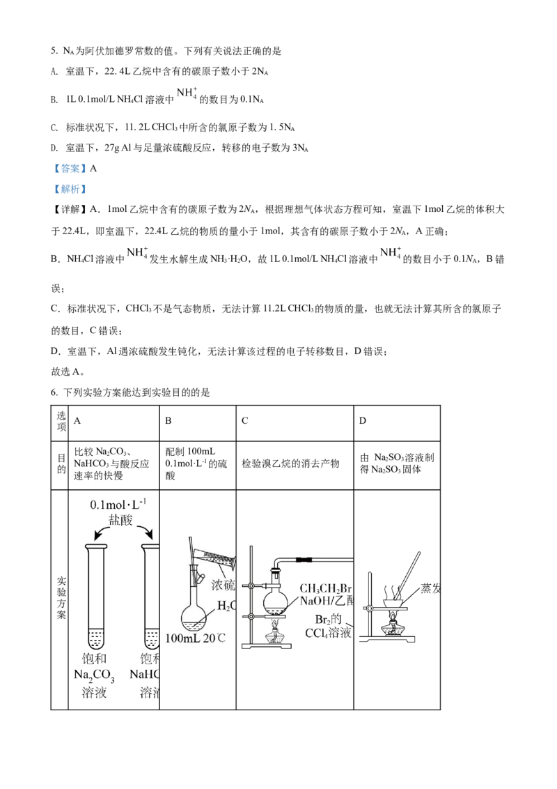精品解析：云南师范大学附属中学2023届高考适应性月考卷（一）化学试题（解析版）_05高考化学_高考模拟题_全国课标版_云南师范大学附中23届高三高考适应性月考卷（一）化学含答案