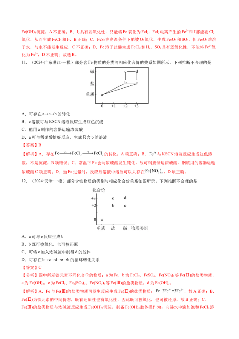 第02讲铁及其重要化合物（练习）（解析版）_05高考化学_新高考复习资料_2025年新高考资料_上好课2025年高考化学一轮复习讲练测（新教材新高考）_第三章金属及其化合物