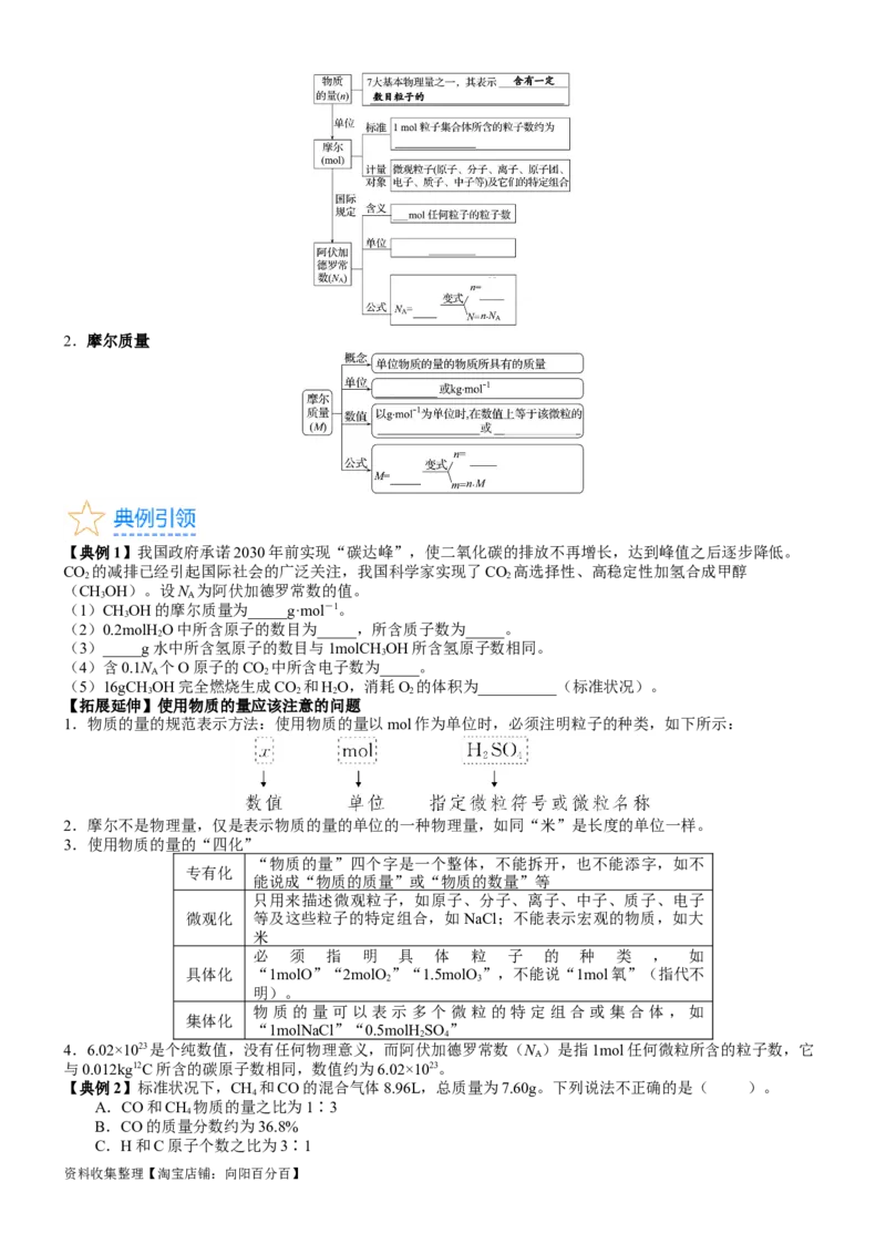 考点06物质的量气体摩尔体积（核心考点精讲精练）-备战2024年高考化学一轮复习考点帮（新高考专用）（学生版）_05高考化学_新高考复习资料_2024年新高考资料_一轮复习资料