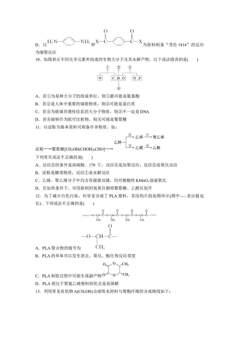 第十四章　第66练　生物大分子　合成高分子_05高考化学_2025年新高考资料_一轮复习_2025大一轮复习讲义+课件（完结）_2025大一轮复习讲义化学学生用书Word版文档全书_2025一轮复习74练