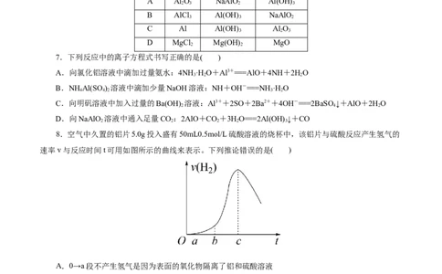 考点15铝及其化合物(好题冲关)(原卷版)_05高考化学_通用版（老高考）复习资料_2024年复习资料_完备战2024年高考化学一轮复习考点帮（全国通用）