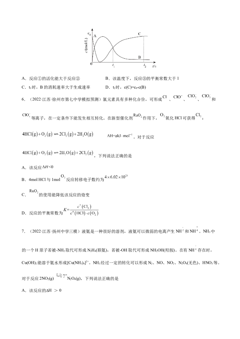 第22讲化学平衡常数及转化率的计算（练）-2023年高考化学一轮复习讲练测（全国通用）（原卷版）_05高考化学_通用版（老高考）复习资料_2023年复习资料_一轮复习