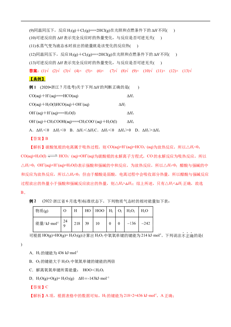 考点17化学反应的热效应（解析版）_05高考化学_通用版（老高考）复习资料_2023年复习资料_一轮复习_备战2023年高考化学一轮复习考点帮（全国通用）