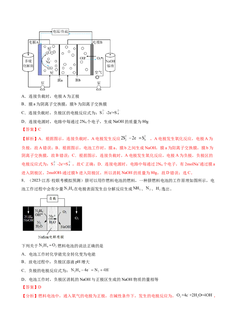 第22讲原电池化学电源（练习）（解析版）_05高考化学_2024年新高考资料_1.2024一轮复习_2024年高考化学一轮复习讲练测（新教材新高考）_第22讲原电池化学电源（练习）