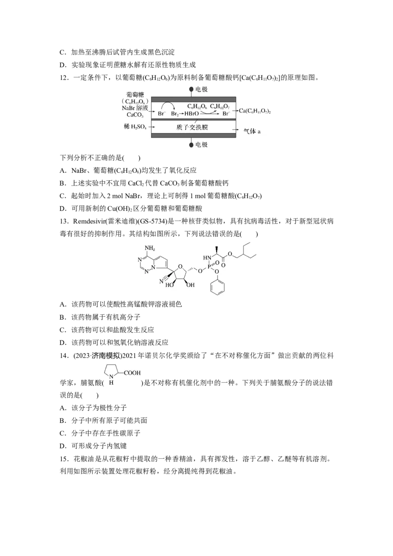 第10章第65练油脂　生物大分子_05高考化学_2024年新高考资料_1.2024一轮复习_2024年高考化学一轮复习讲义（新人教新高考版）_学生版在此文件夹_一轮复习71练
