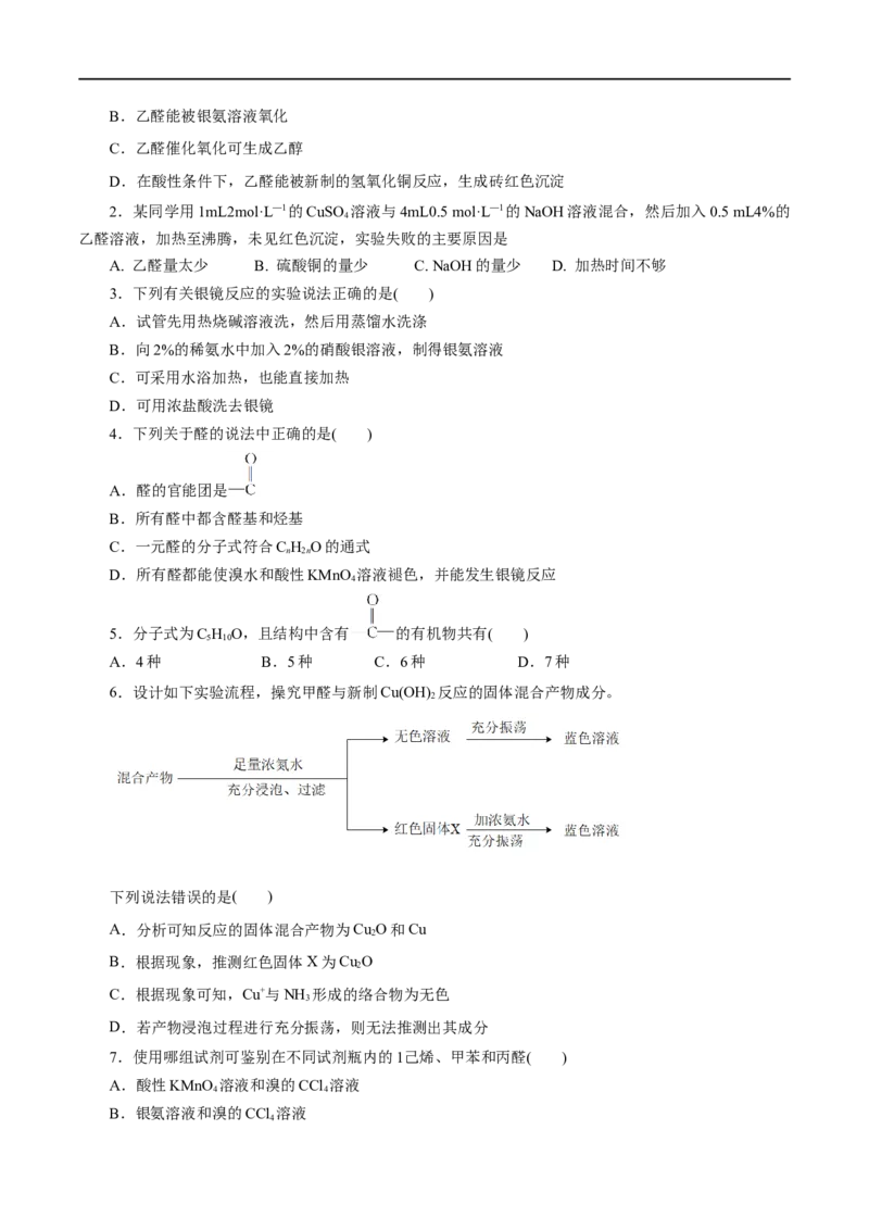 第53练醛与酮-2023年高考化学一轮复习小题多维练（原卷版）_05高考化学_通用版（老高考）复习资料_2023年复习资料_一轮复习_2023年高考化学一轮复习小题多维练（全国通用）