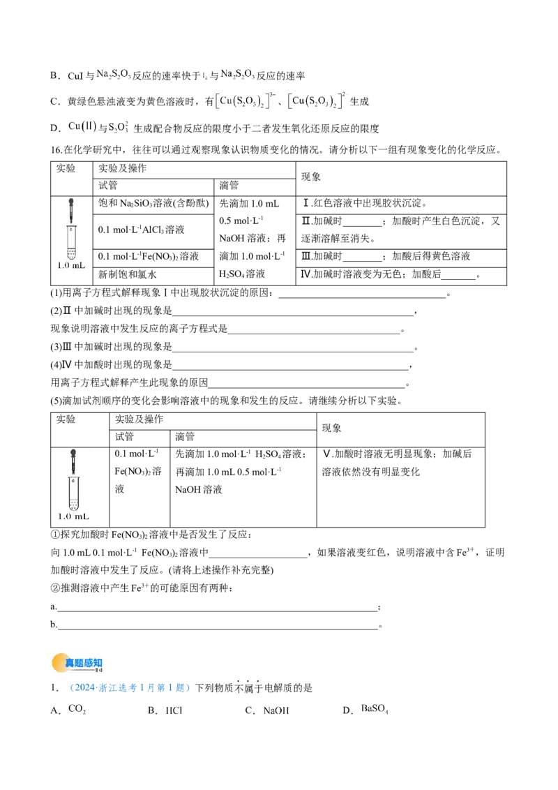 考点02离子反应离子方程式（核心考点精讲精练）-备战2025年高考化学一轮复习考点帮（新高考通用）（原卷版）_05高考化学_新高考复习资料_2025年新高考资料