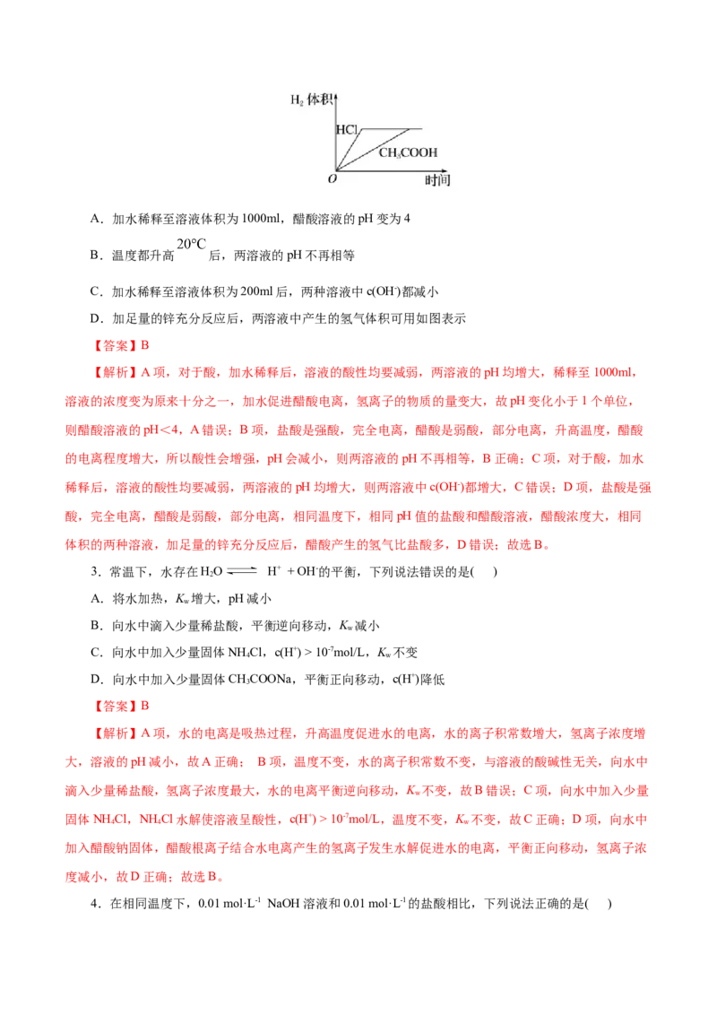 第31练水的电离和溶液的pH-2023年高考化学一轮复习小题多维练（解析版）_05高考化学_新高考复习资料_2023年新高考资料_一轮复习_2023年新高考化学一轮复习小题多维练