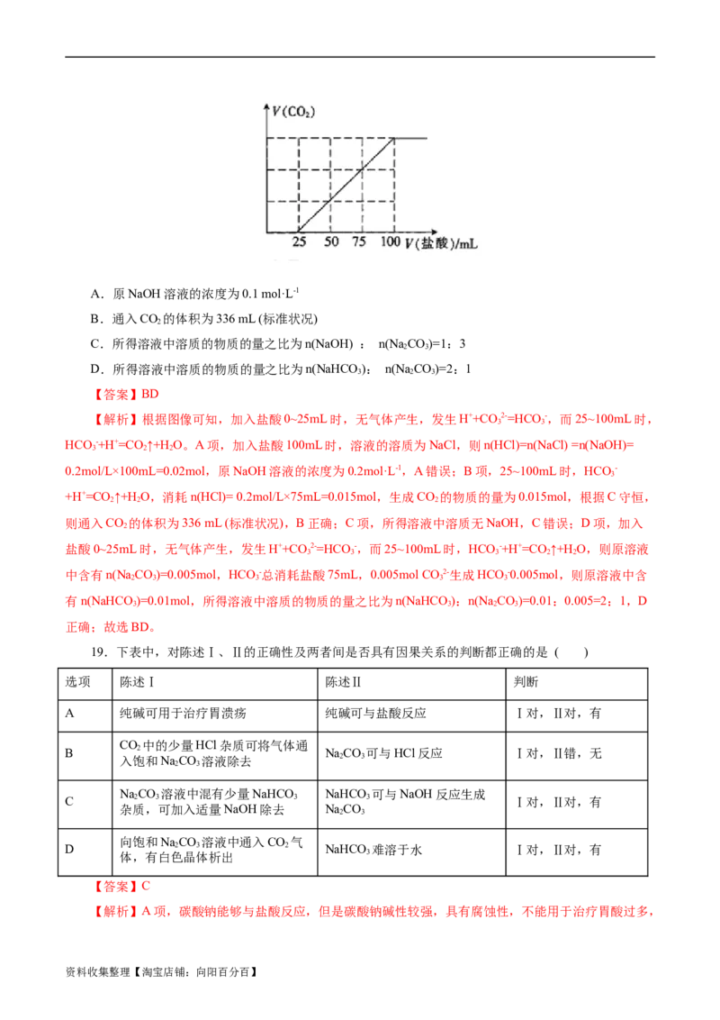 考点13钠及其化合物(好题冲关)(解析版)_05高考化学_通用版（老高考）复习资料_2024年复习资料_完备战2024年高考化学一轮复习考点帮（全国通用）