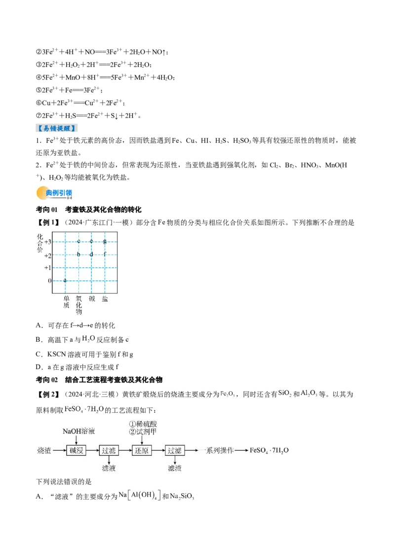 考点10铁及其重要化合物（核心考点精讲精练）-备战2025年高考化学一轮复习考点帮（新高考通用）（原卷版）_05高考化学_2025年新高考资料_一轮复习_备战2025年高考化学一轮复习考点帮