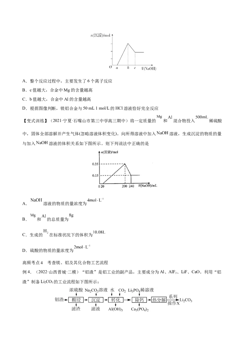 第08讲铝、镁及其重要化合物（讲）-2023年高考化学一轮复习讲练测（全国通用）（原卷版）_05高考化学_通用版（老高考）复习资料_2023年复习资料_一轮复习