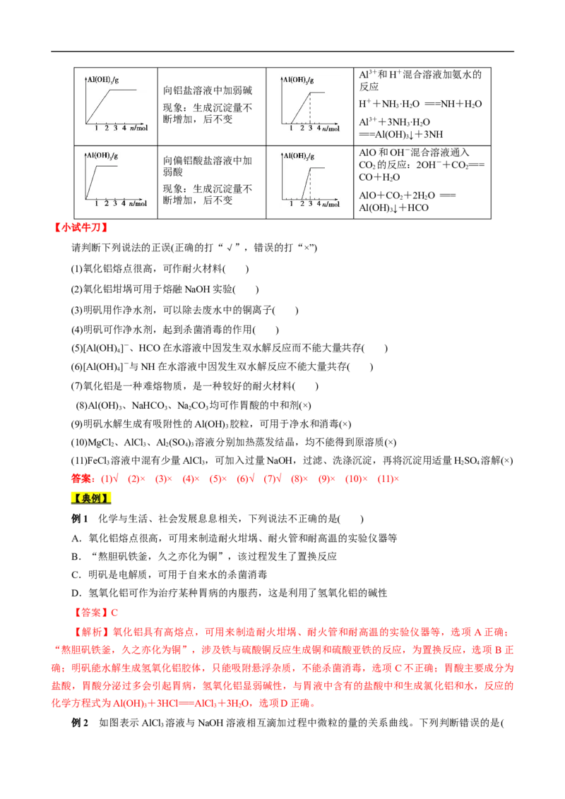 考点15铝及其化合物（解析版）_05高考化学_通用版（老高考）复习资料_2023年复习资料_一轮复习_备战2023年高考化学一轮复习考点帮（全国通用）