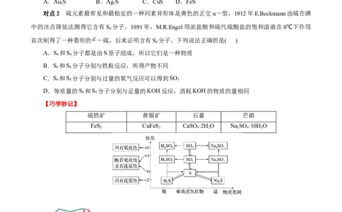 考点10硫及其化合物（原卷版）_05高考化学_通用版（老高考）复习资料_2023年复习资料_一轮复习_备战2023年高考化学一轮复习考点帮（全国通用）
