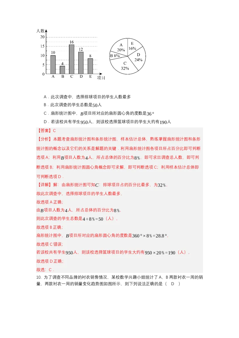 第十二章数据的收集、整理与描述单元测试（提高卷）（解析版）_初中数学_七年级数学下册（人教版）_单元测试